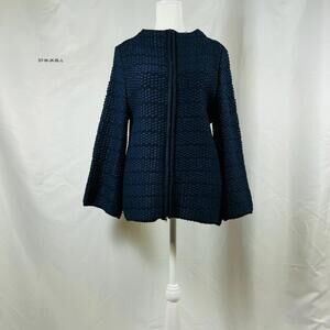 Stefanel Women's Blue Jacket Size Large Zip Front Italian Yarn